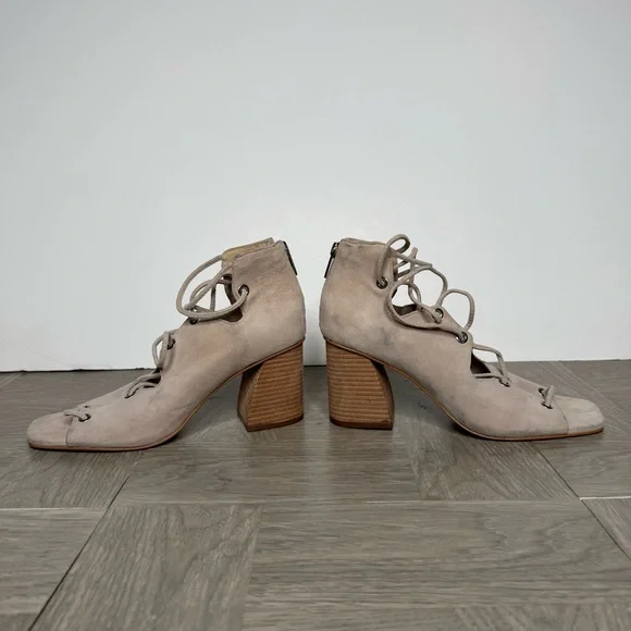 Vince Camuto Nahara Gray Tan Suede Heeled Sandal 8M - Picture 5 of 9